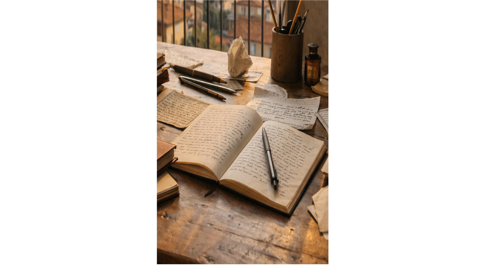 View of a writer's desk